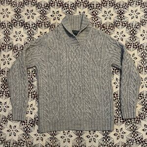 Vintage Lauren Ralph Lauren V-Neck Gray Cable HandKnit Sweater